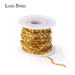 LUXUSTEEL 10meters/Roll Stainless Steel Box Chain Necklace Men/Women Hiphop Accessories No Fade Diy Jewelry Wholesale Party