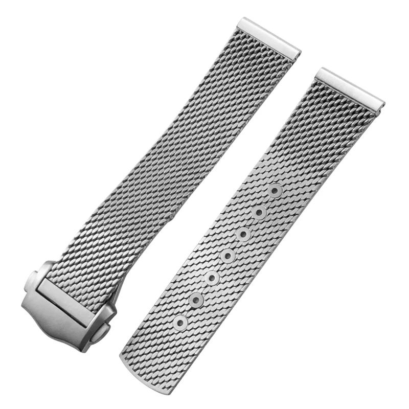 20mm High Quality Titanium Steel Braided Watchband Fit for Omega 007 Seamaster Jamesbond Watch Band Strap Deployment Buckle