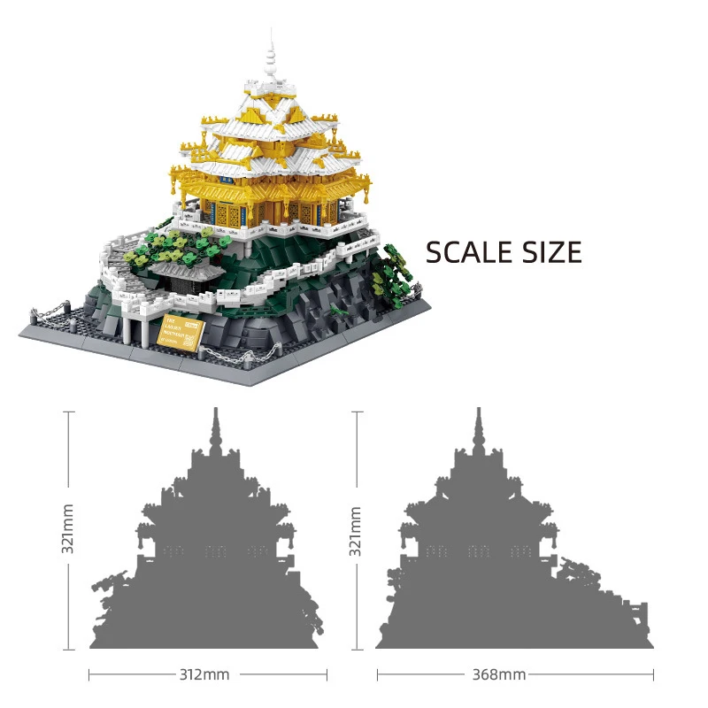 Mundo Famoso Arquitetura Histórica Micro Diamond Block, China Laojun Montanha Duplo Vista Edifício Tijolo Modelo Toy, Nanobrick Nanobrick