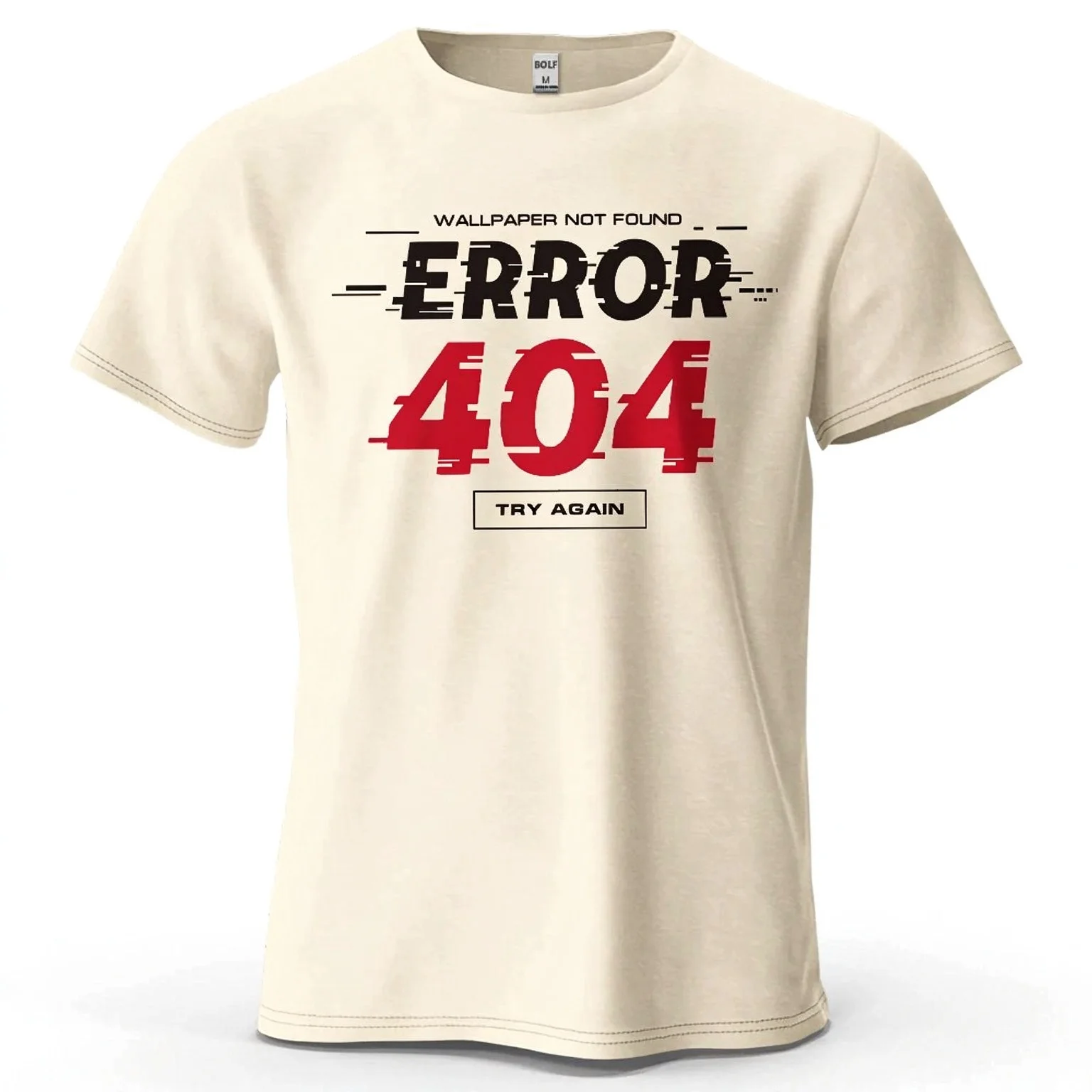 Men's ERROR 404 Glitch Graphic T Shirt Casual Round Neck Short Sleeve Tee Summer Loose Streetwear Tops
