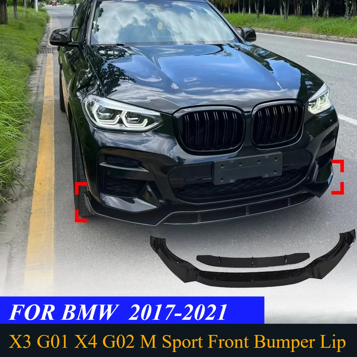 Para BMW X3 G01 X4 G02 M Sport M40i M40d 2017 2018 2019 2020 2021 Kit de cuerpo difusor de alerón divisor de labio envolvente de parachoques delantero