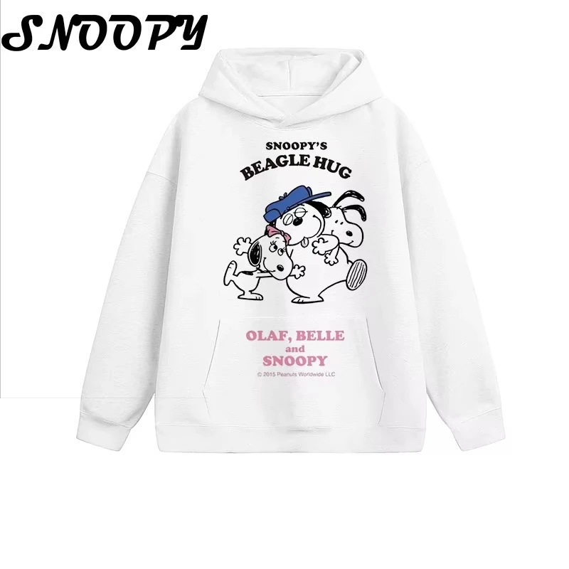 الفول السوداني سنوبي بيغل عناق مطبوعة هوديي الخريف الشتاء عادية فضفاض مقنعين البلوز للرجال والنساء Harajuku زوجين #2