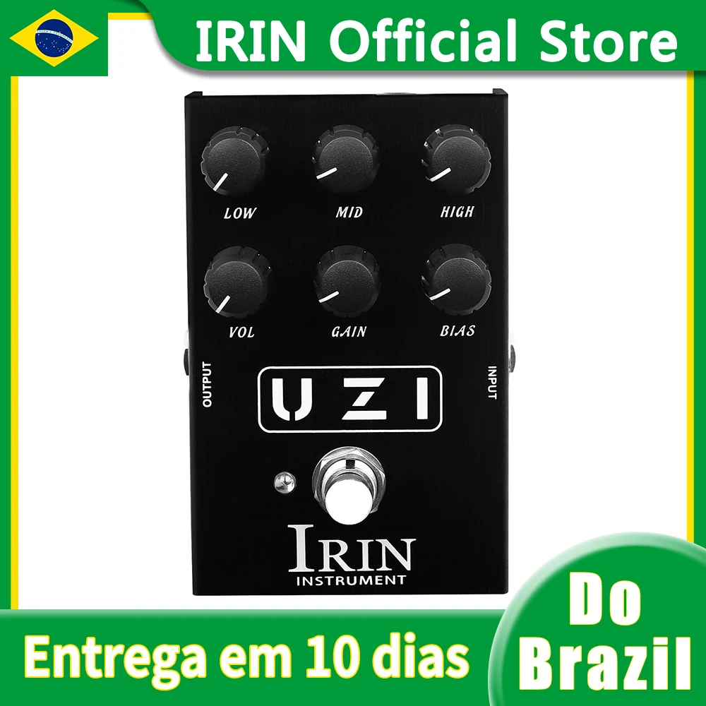 Pedal de efeito de guitarra irin AN-35 UZI interruptor de distorção de metal pesado entre distorção britânica distorção americana por botão BIAS