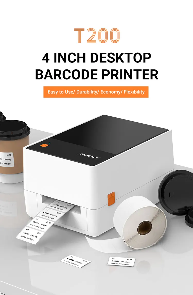 Factory Price Ribbon Label Printer 203DPI USB Thermal Transfer Label Printer Gold Silver PET Sticker Printer Support Various Tag