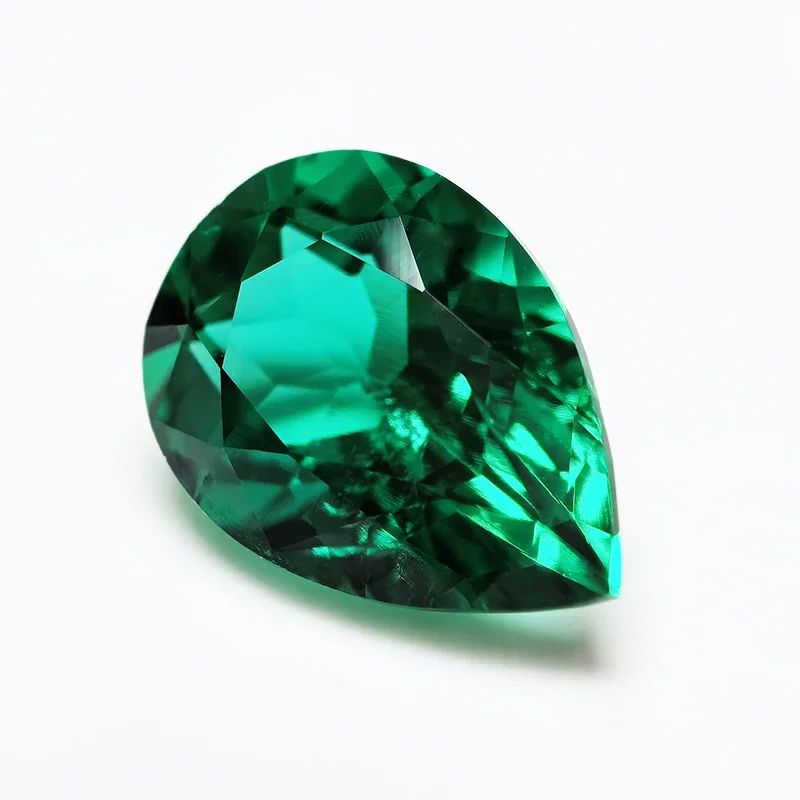 Top Hydrothermal Columbia Lab Grown Emerald Gemstone Pear Cut Synthetic Emerald Stone With AGL Certificate