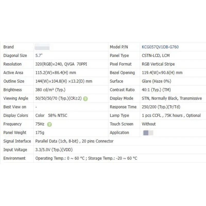 Kcg057qv1db-g760 nova tela LCD original de 5,7 polegadas