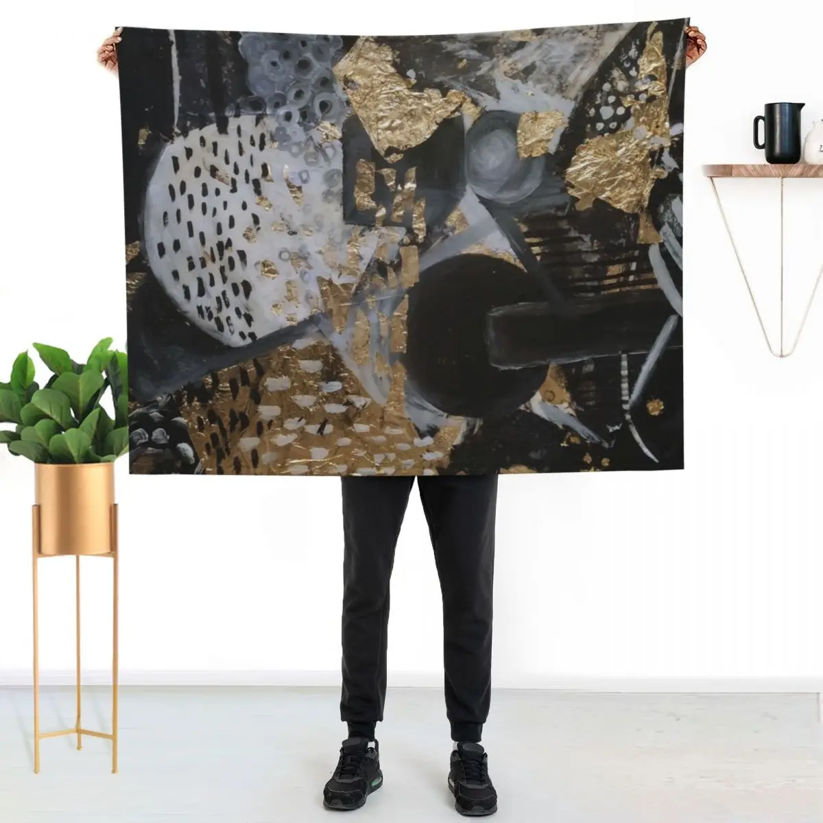 

Black Gold Throw Blanket Luxurious Soft Blanket Holiday Gift for Family