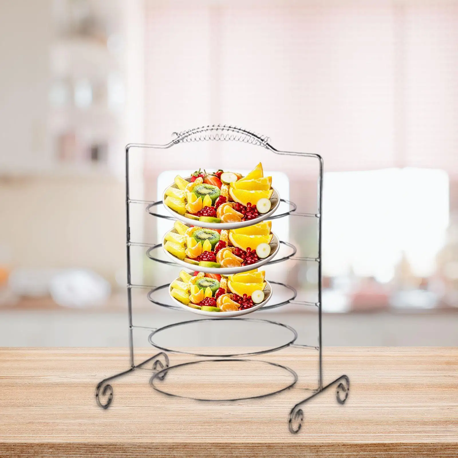 Support de service pour assiettes et plateaux, organisateur multi-niveaux pratique pour buffet domestique, table de fruits, fête