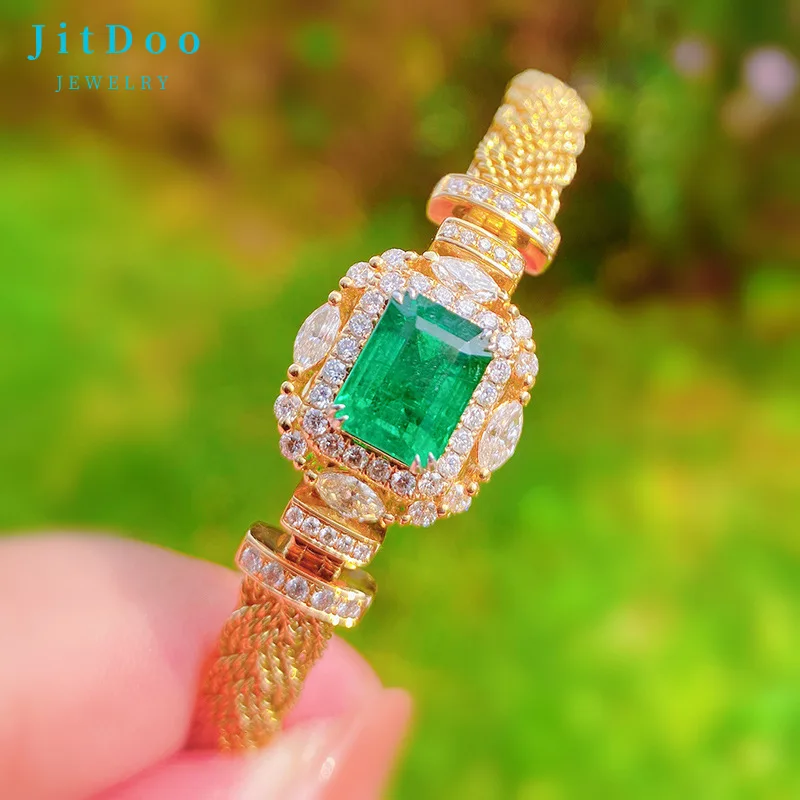 

JitDoo Vintage Italian Handmade Weave Emerald Zircon Royal Retro Style Bracelet for Women Wedding Party Elegant Bangles