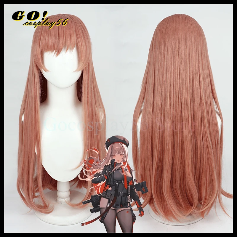 Nikke Rapi Cosplay Pruik Spel 80Cm Lang Synthetisch Haar Rechte Hittebestendige Golvende Hoofddeksels