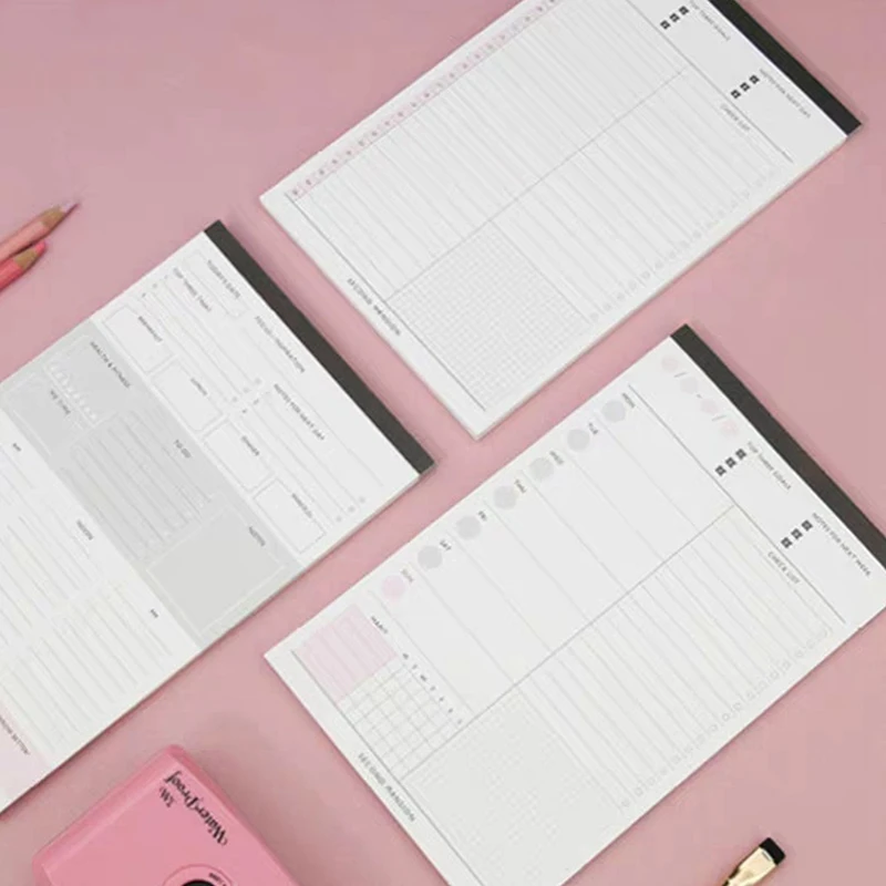 60 Sheets Simple Daily Weekly Monthly Planner Notebook Tear-off Note Book Journal Dairy Notepad Schedule Book Office Stationery