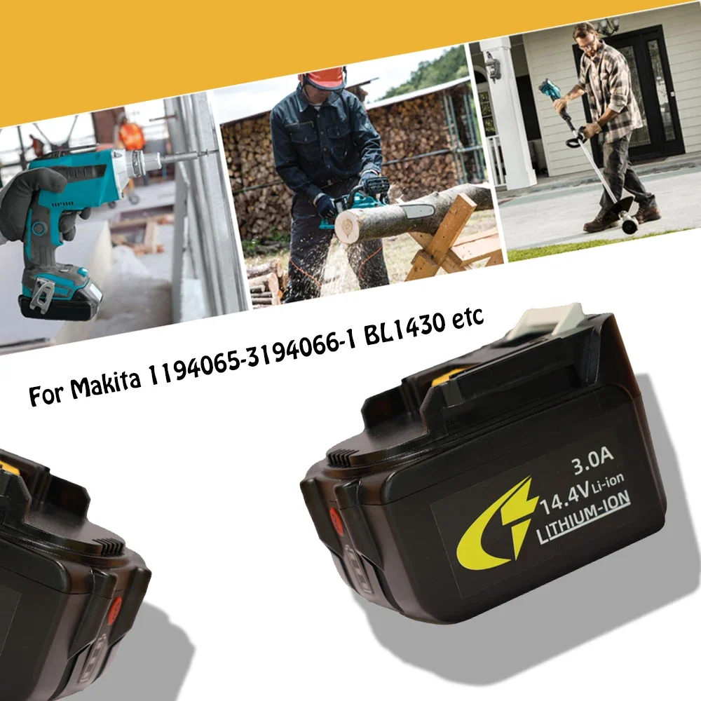 

Для дрелей Makita 14,4 В 3000 мАч аккумулятор BL1430 литий-ионный аккумулятор LXT200 BL1415 194558-0 194559-8