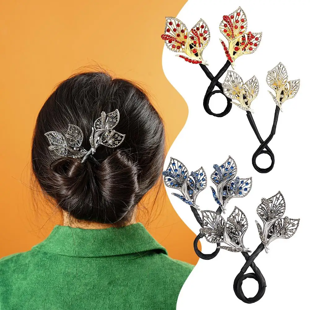 Rhinestone Flower Hair Clip, Whale Tail Rhinestone Hair Flower Hair Maker, Hairpin Clip, Curler Ocean Feather Bun Blue Deft New