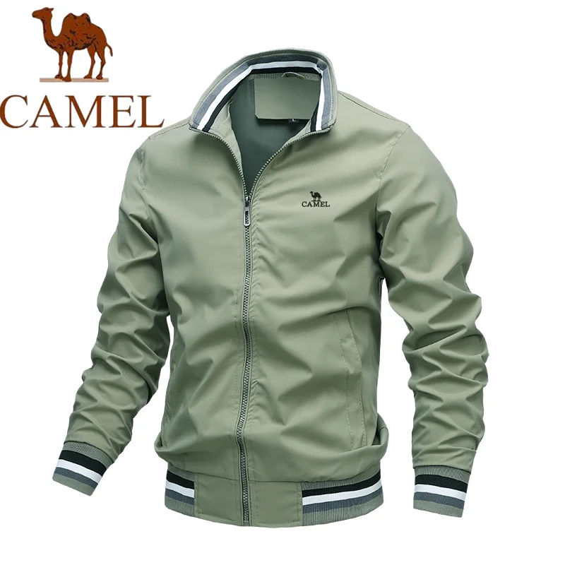 CAMEL Embroidered Jacket Solid Color Fashion Men's Casual Collar Jacket Inner Bag Spring and Autumn Baseball Jacket M-4XL