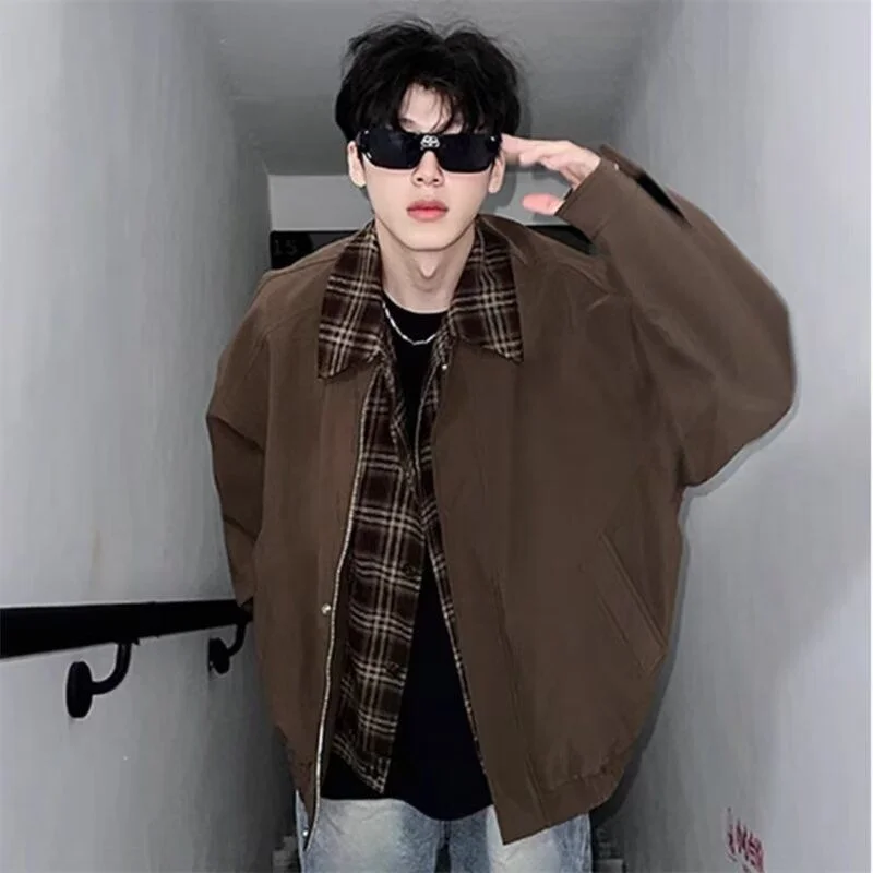 

Винтажный бейсбольный джет American Sle, мужской повседневный джинт из двух предметов с откидным воротником, весенне-осенний водонепроницаемый повседневный джерт из полиэстера