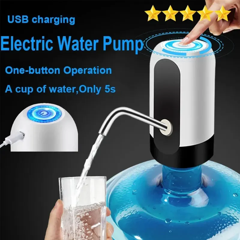 【Hot sales】Usb Charge Portable Water Dispenser Electric Pump For 5 Gallon Bottle With Extension Hose Barreled Tools