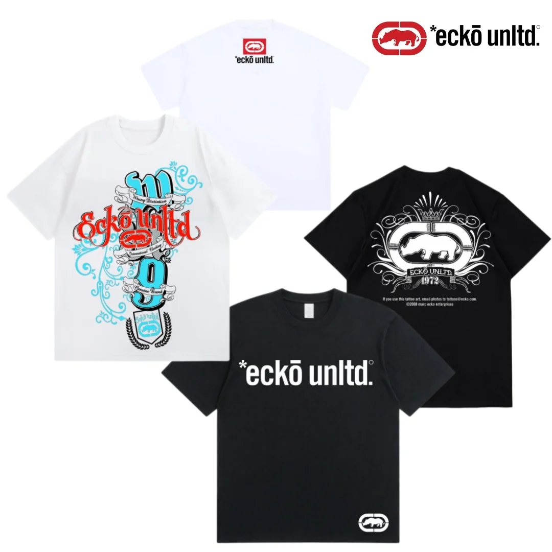ECKO UNITD 2026 American Trendy New Red Rhino American Hip Hop Design T-shirt, Men's and Women's Street Fashion, Hip Hop Rap Sty