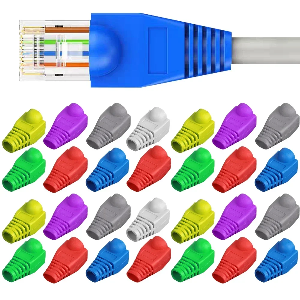 이더넷 네트워크 랜 케이블 커넥터 부츠 커버, 플러그 캡 보호 슬리브, RJ45, CAT5, CAT5E, CAT6, CAT6E, 1 개, 50 개