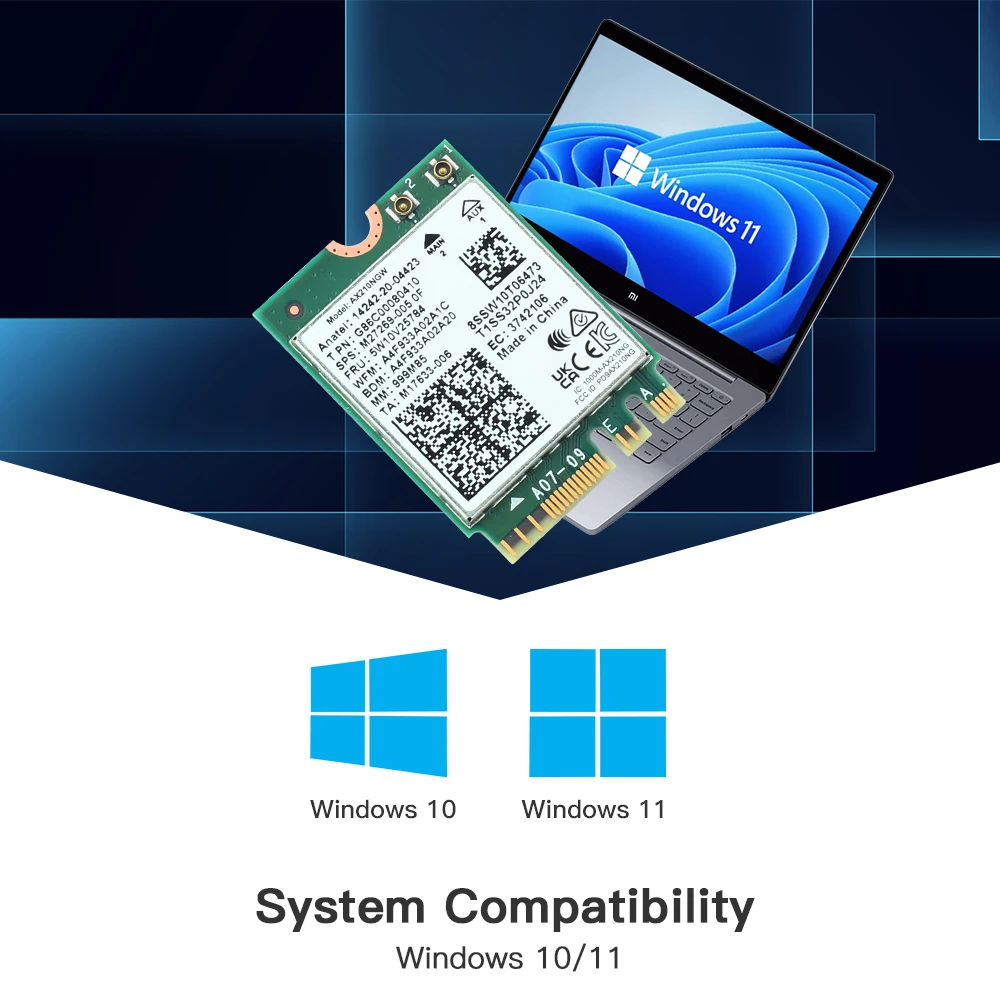 Wifi 6e ax210 cartão sem fio bluetooth 5.3 tri banda 2.4g/5ghz/6g desktop kit antena para intel ax210ngw m.2 ngff wlan wifi cartão