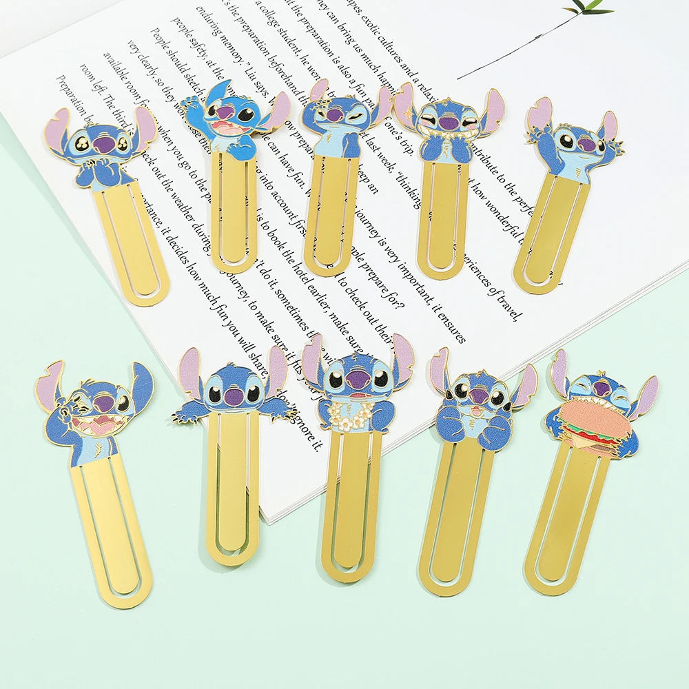 Ohana-marcapáginas de Anime Stitch de acero inoxidable, marcador de Lilo y Stitch familiar, papelería para estudiantes, herramienta de marcado de páginas, regalos para fanáticos