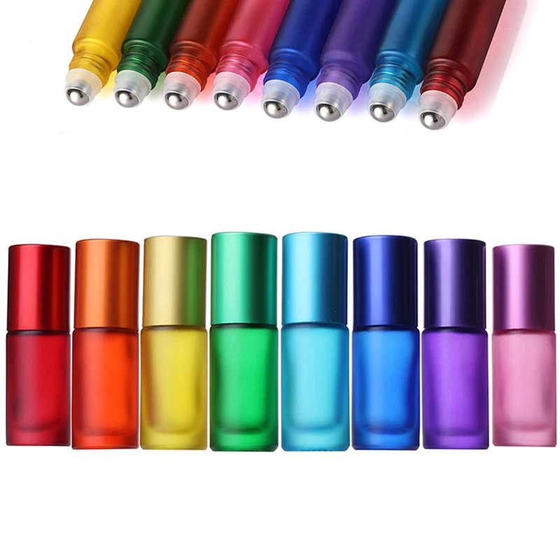 20/30/50Pcs 5ML Colorful Thick Glass Essential Oil Roller Bottles Portable Refillable Perfume Roll on Vials