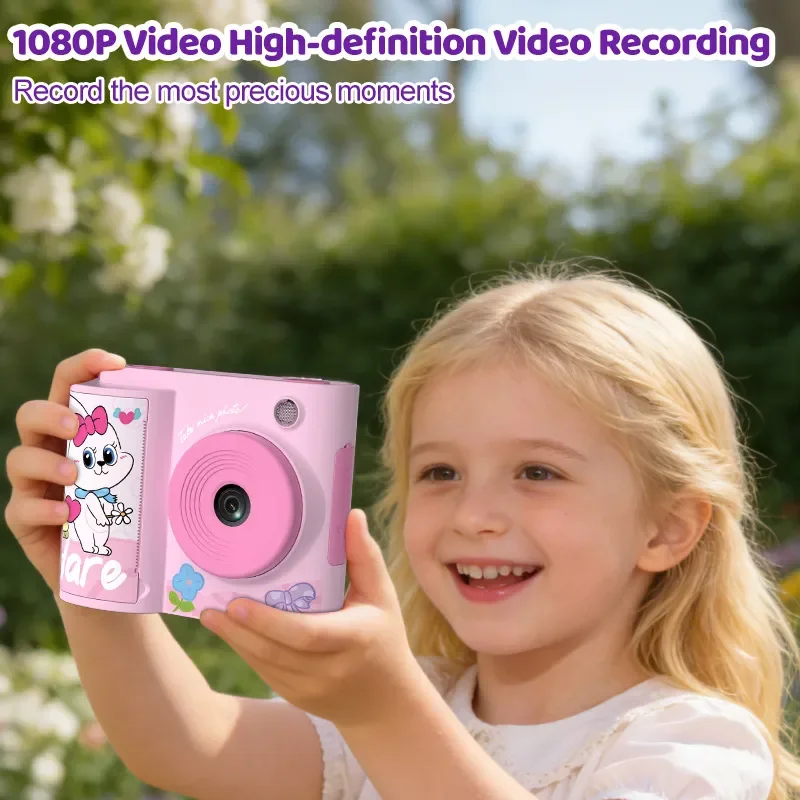Cartoon Instant Print Camera for Kids Color Photo Printing Toy Gift Birthday Present Educational Digital Camera for Kids