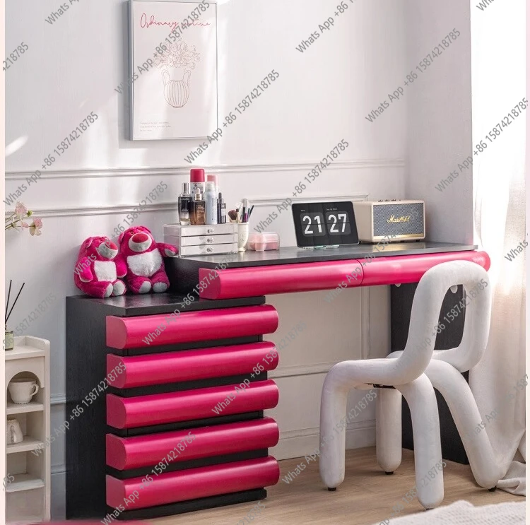 

Modern rose red dresser bedside table integrated bedroom modern style makeup table bedside table