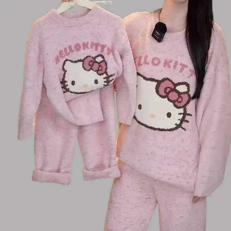 Hot Girl Pajamas Sanrio Hello Kitty Kawaii Pochacco Cartoon Gift Student Casual Wear Thicken Autumn and Winter New Styles New