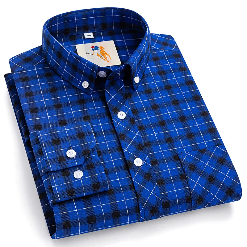 8XL New Striped Plaid shirts men long sleeve Casual Checked Fashion 100% Cotton men plus size shirts long sleeve Slim Fit Soft