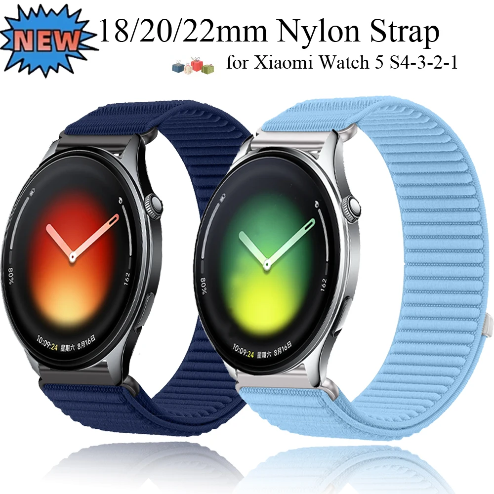 18/20/22mm Nylon Strap for Xiaomi Watch 5 S4-3-2-1 Soft Breathable Watch Band for Oneplus Watch Lite-3-2/OPPO Watch S-X2-X Belt