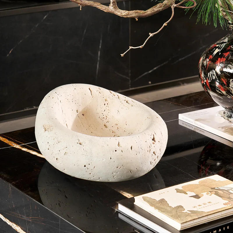 

French medieval marble bird's nest storage tray minimalist light luxury hotel model room desktop fruit plate soft decoration