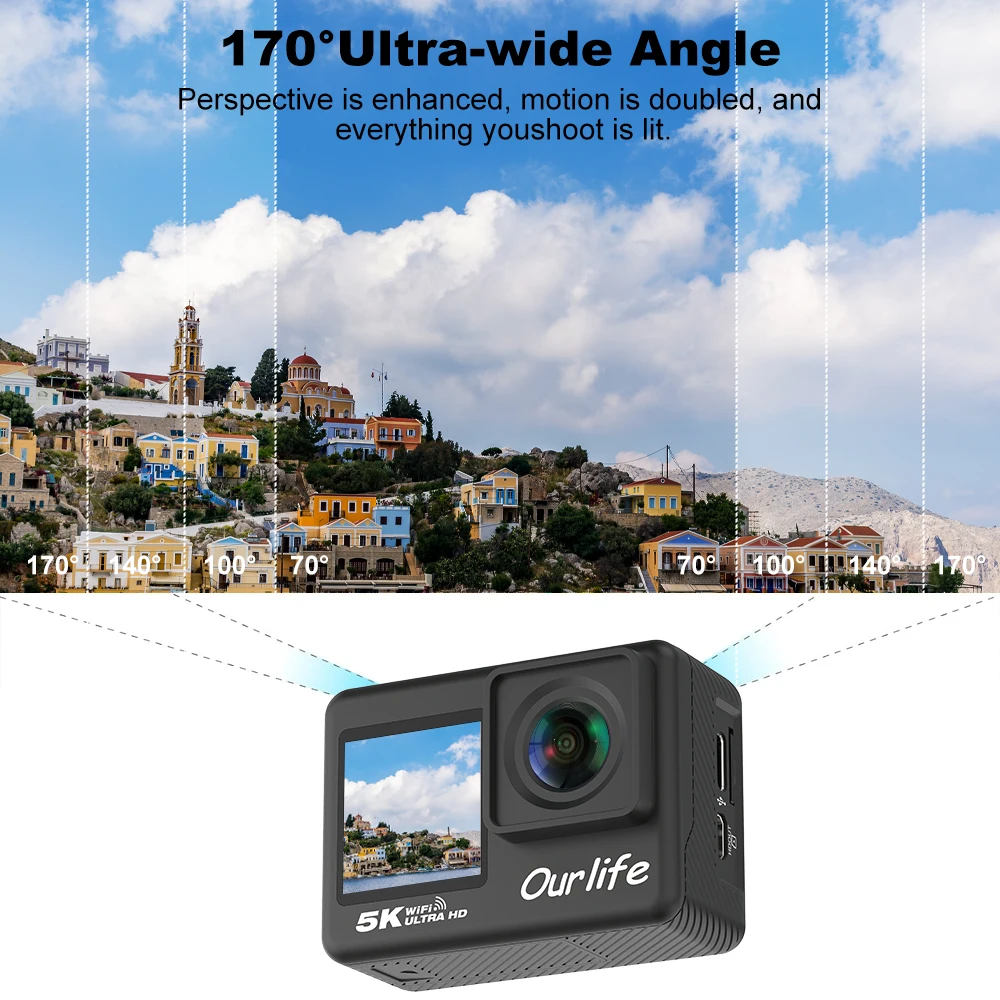 Ourlife MTR60 5K30fps Action Camera with Touch Screen EIS 30M Waterproof Underwater Camera Remote Control 5X Zoom WiFi Cameras image 5