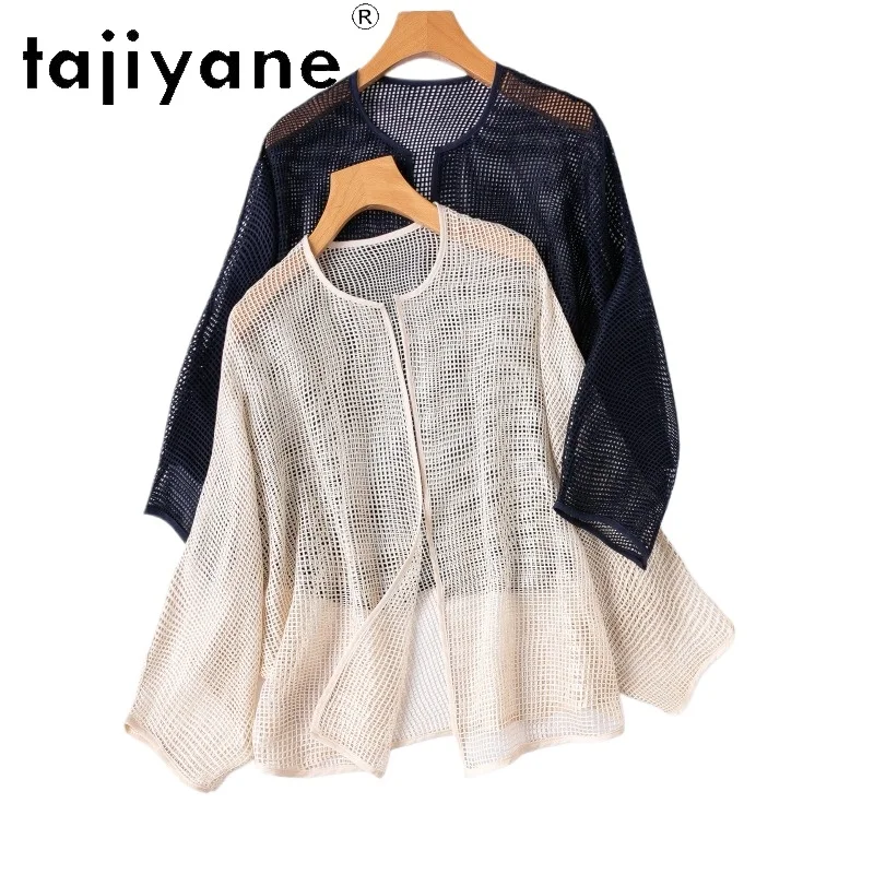 

TAJIYANE 100% Real Mulberry Silk Cardigan Women Fashion Open Front Blouse Loose Casual Summer Tops for Woman Clothes 2026 блузка