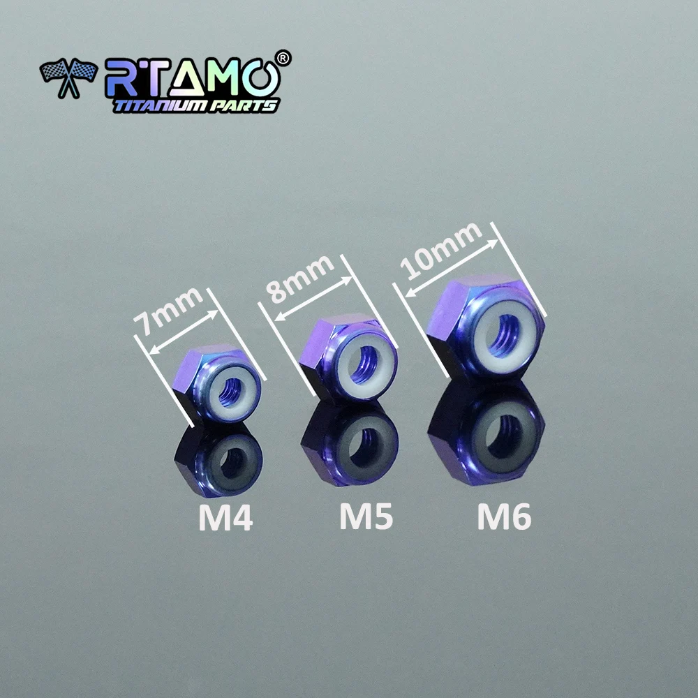 RTAMO Titan-Nylon-Einsatz-Kontermutter M4 M5 M6 Sechskant selbstsichernde Schraubenmutter für Motorrad, Fahrrad, Auto-Modifikation – Detail 1