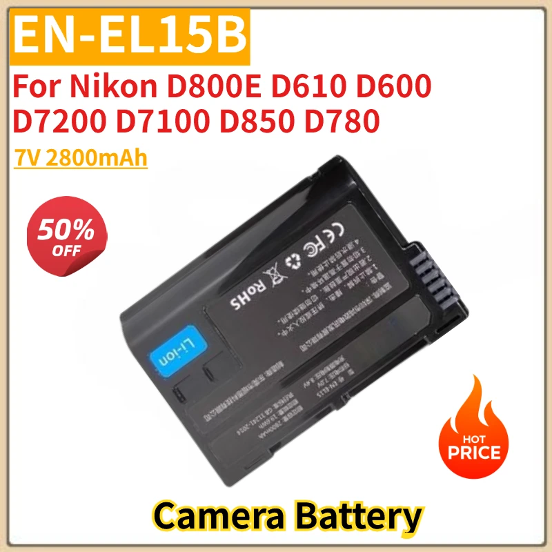 

Camera Battery 7V 2800mAh EN-EL15B for Nikon D600 D780 D850 D7000 D7100 D7200 D7500 D7800 Replacement Battery New High Quality