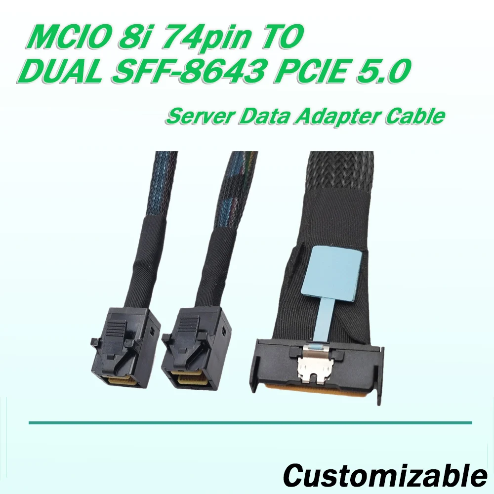 

MCIO 8i 74PIN Slimline SAS TO DUAL SFF-8643 Server Data Adapter Cable GEN3 PCIE 5.0 for Pc Customizable SATA 3.0 U.2 Oculink