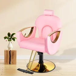 Silla de barbero rosa para estilista, sillón de salón reclinable para estilista, sillas de peinado de altura ajustable con giro giratorio de 360 grados