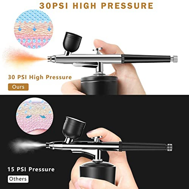 1 SET Airbrush Kit Rechargeable Cordless Airbrush Compressor 30PSI High Pressure Portable Handheld Airbrush Gun Airbrush Set