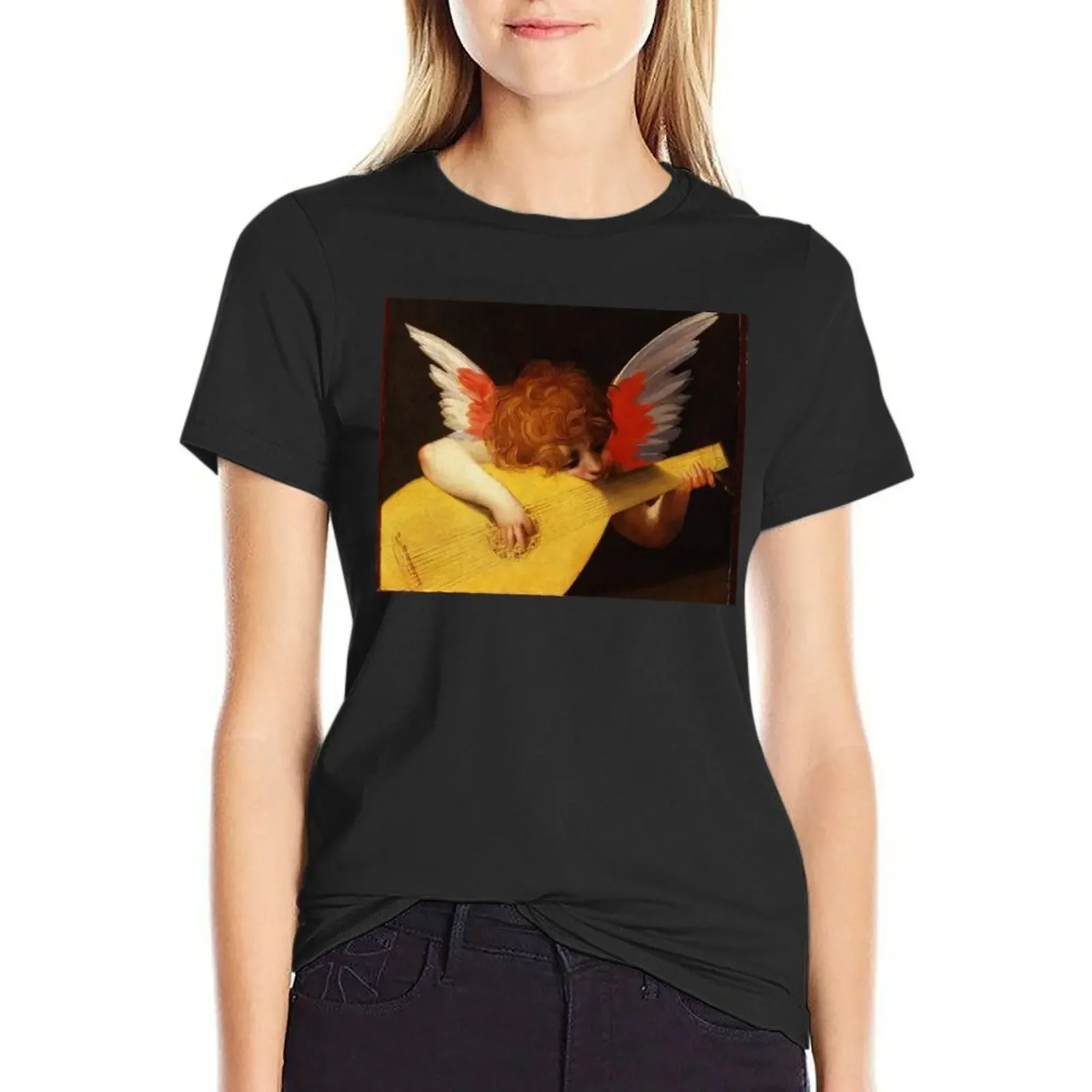 

Rosso Fiorentino - Musical Angel T-Shirt cute tops anime summer clothes blacks Womens graphic t shirts