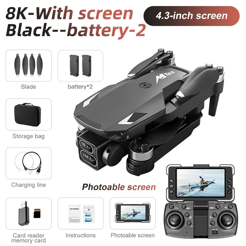 Lenovo M10 Rc 4K Drone 8K Profesional HD Dual Camera Met Scherm FPV WIFI Borstelloze Motor Obstakel vermijden Quadcopter Speelgoed