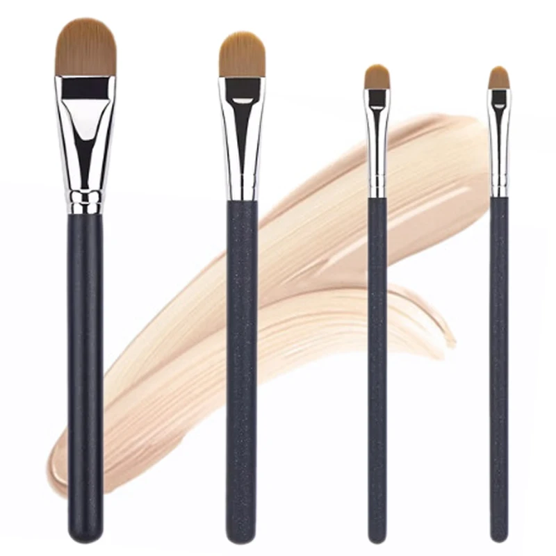 Pincéis corretivos de base ultrafinos, 4 tipos de tamanhos, base líquida profissional, creme, cabelo macio, pincel de maquiagem, ferramentas de maquia