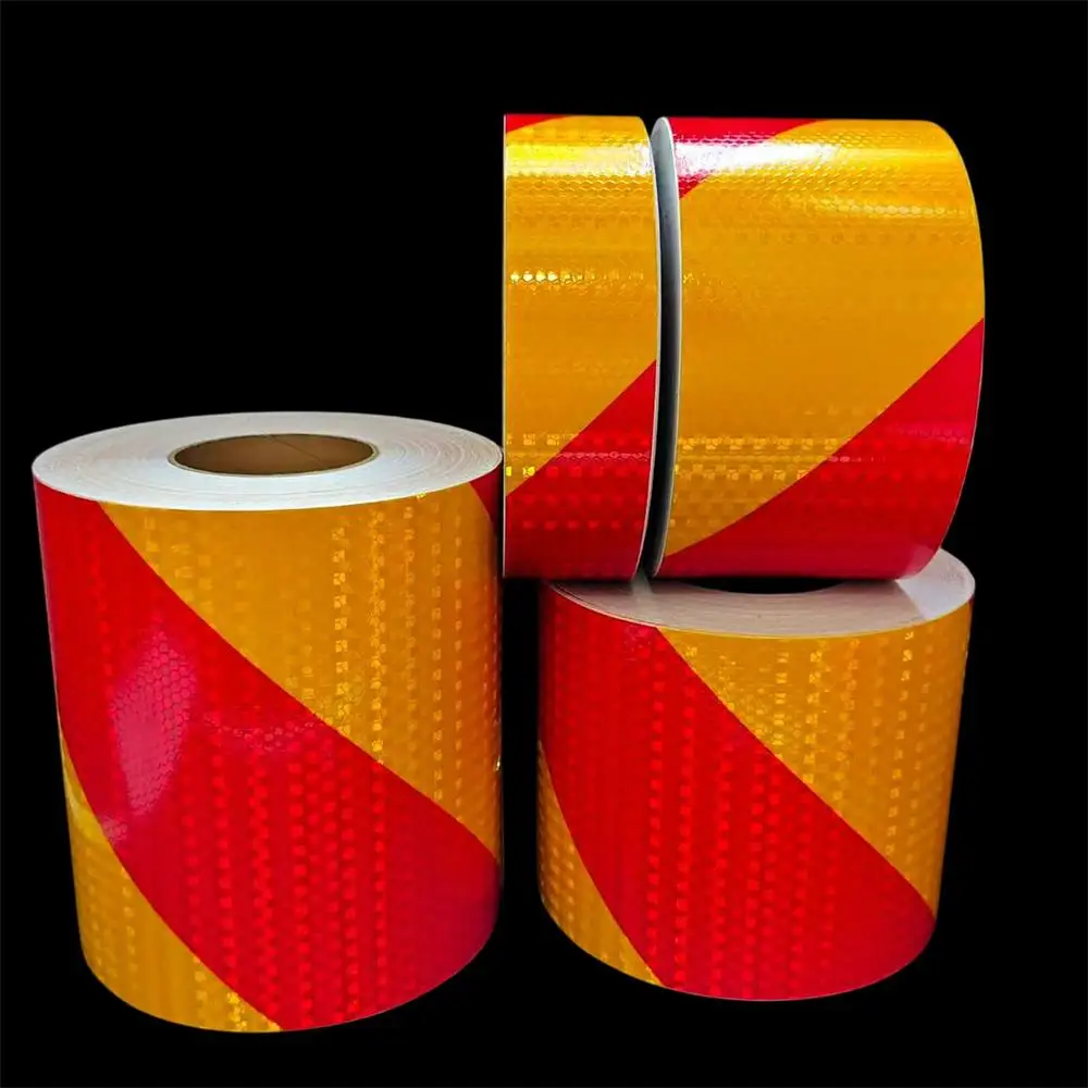 5cm/10cm/15cm/20cm*5M Right Twill Yellow-Red Reflective Stickers High Intensity Reflectors Material Waterproof Tapes For Vehicle