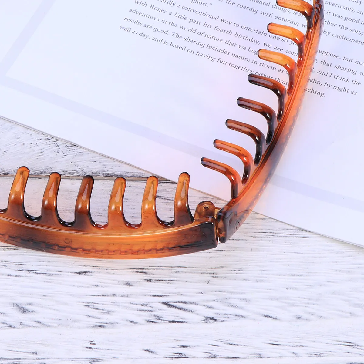 

6Pcs Banana Hair Clip Toothed Ponytail Holder Strong Tension Stylish Plastic Design Turtle Shell Color Long Hair Claw for Daily