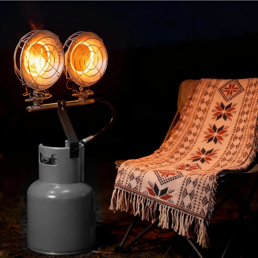 

Double Propane Tank Top Heaters30 000 BTU Portable Heater for Outdoor Patio Camping Garage and Indoor Use Adjustable Heat Level