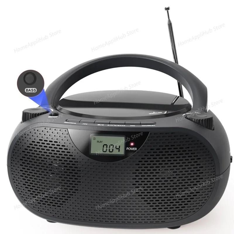 

Портативный CD-бумбокс Стерео Bluetooth CD-плеер с AM FM-радио USB переменного и постоянного тока Высококачественный громкий динамик с усилением басов