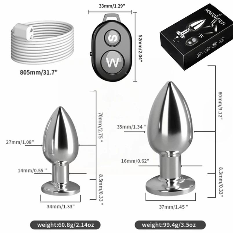 10 Modes Wireless Metal Vibrating Anal Plug Vibrators G-spot Prostate Massager Anus Masturbator Adult Game Sex Toy for Men Women