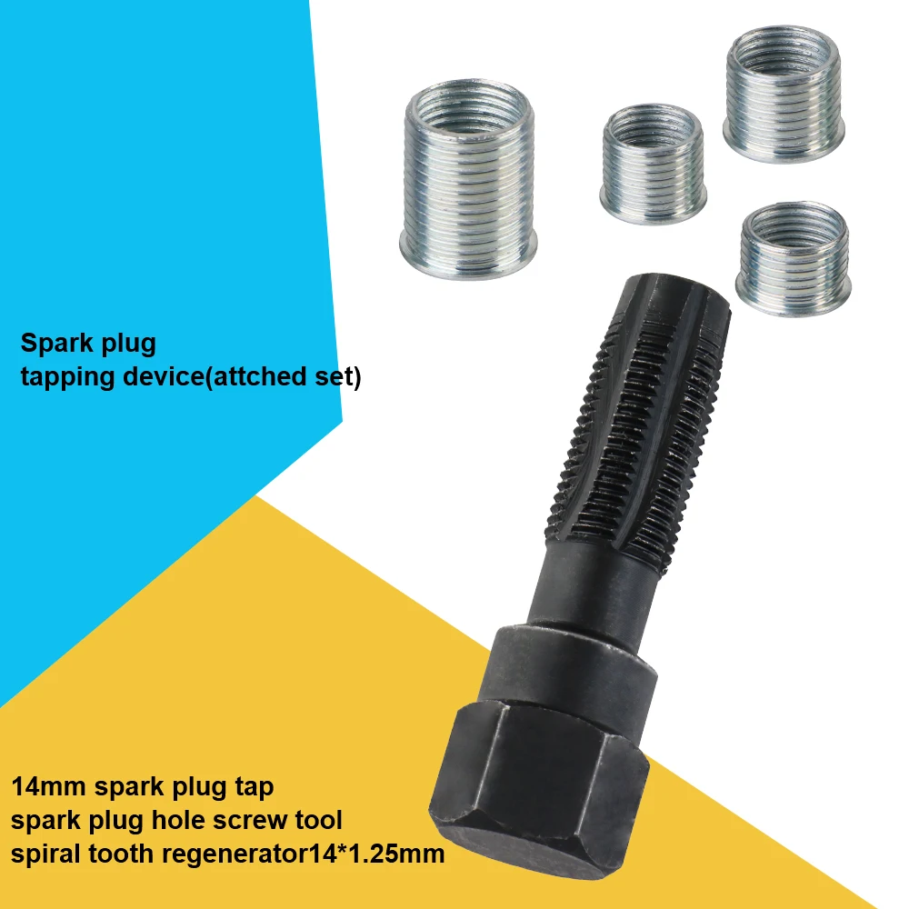 1 Set M14 x 1.25 Car Accessories Thread Repair Tool 14mm Spark Plug Rethreader Kit Car Cylinder Thread Repair Kit Spark Plug