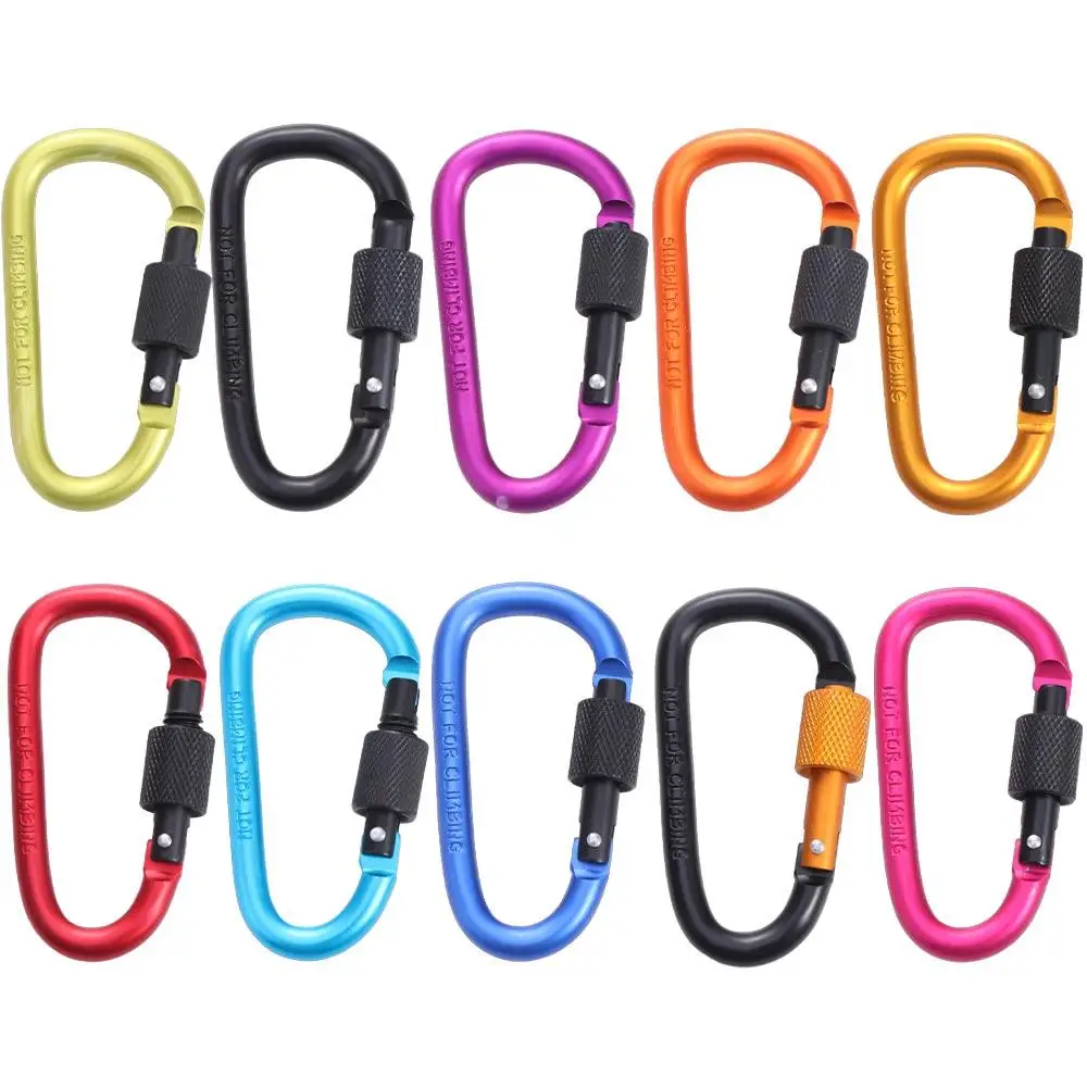 Camping Karabiners Key Holder D Shape Carabiners Keychain Tourist Hooks Water Cup Buckle Carabiner Clip Fishing Carbin Buckle