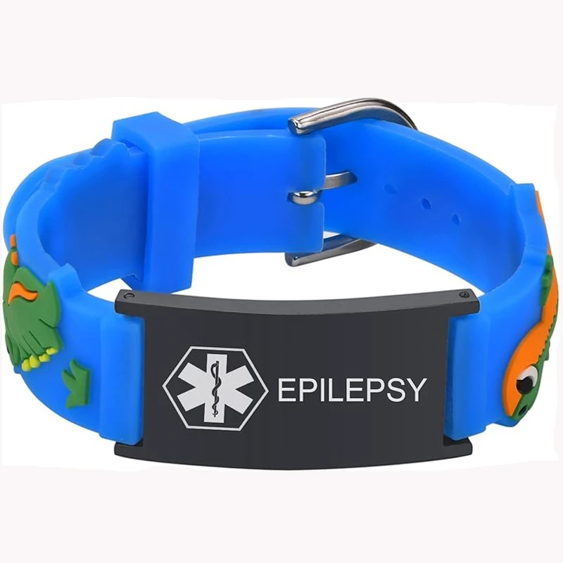 Children Personalized Medical ID Bracelets Customized Silicone Autism Allergy Wristband Medical Warning Badge Free Carving