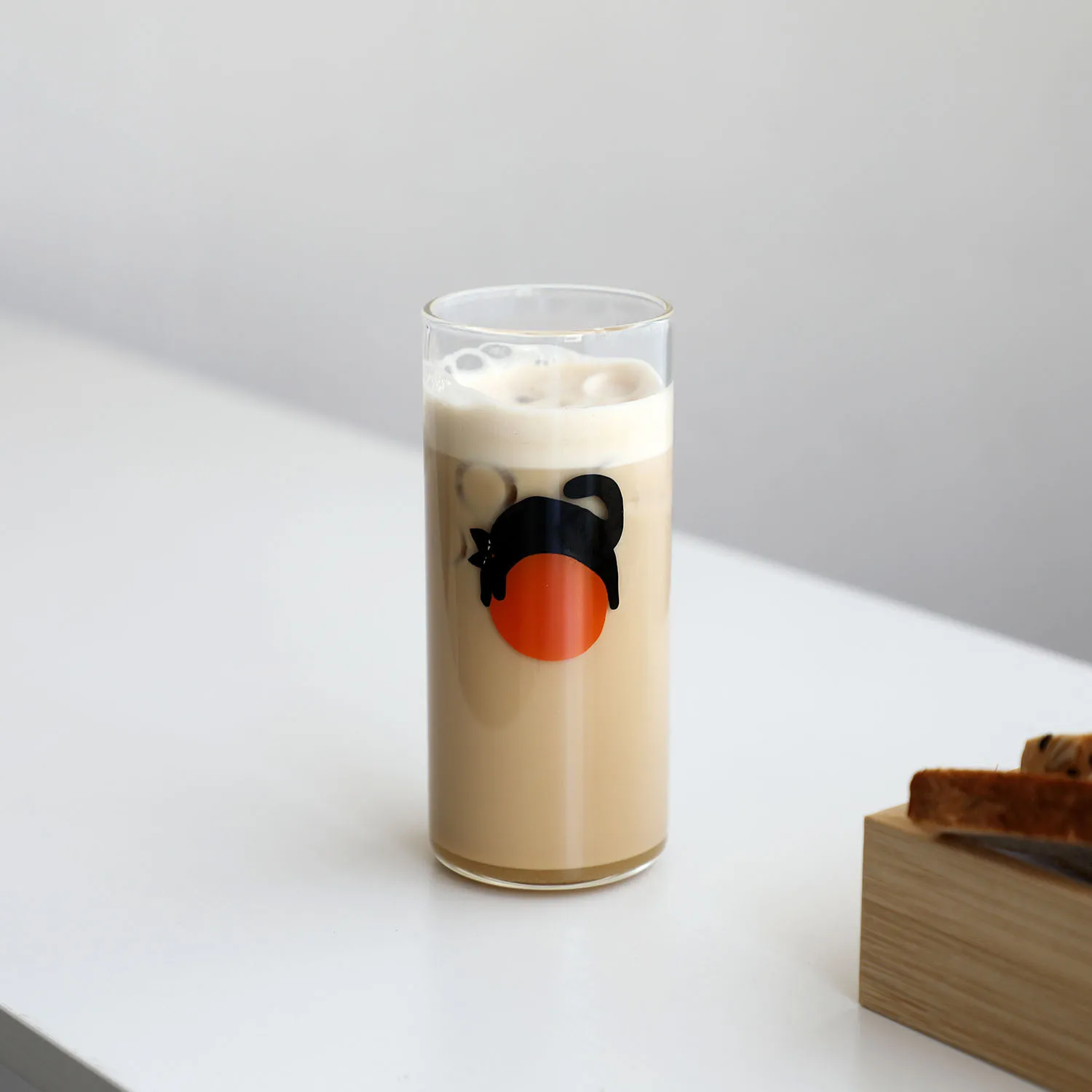 Thick Bottom Straight Glass Cup Creative Lazy Cat Beer Mug Cute Flower Tree Milk Cup Transparent Handy Drinking Glass Daily Use